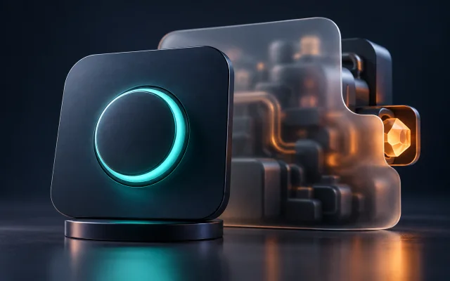 A simple control interface concealing a complex implementation behind it