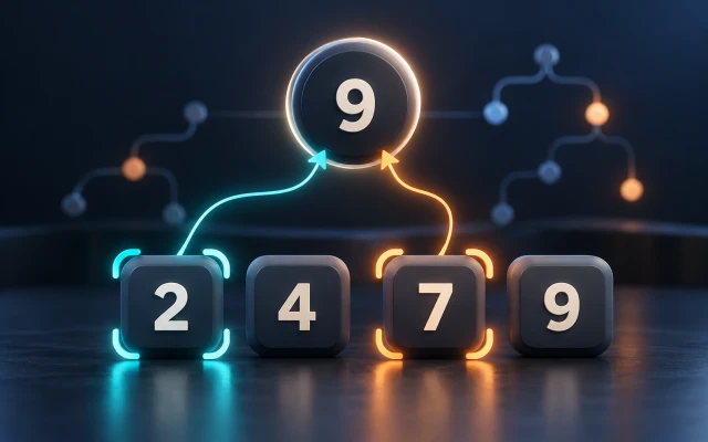 Number tiles with 2 and 7 selected to reach a target sum of 9