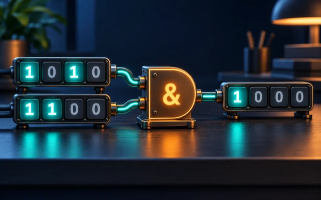 Two binary inputs passing through an AND gate to produce 1000