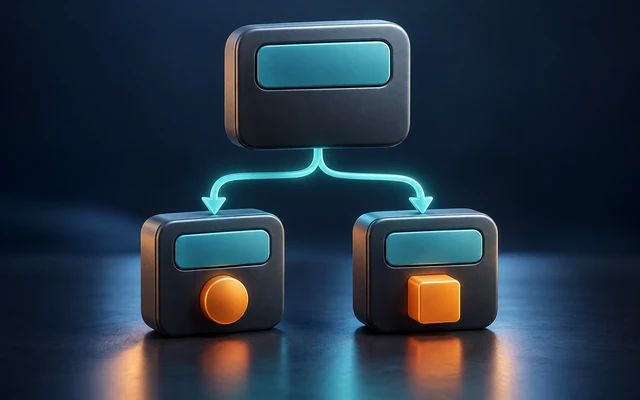 A base class branching to two subclasses that add their own features