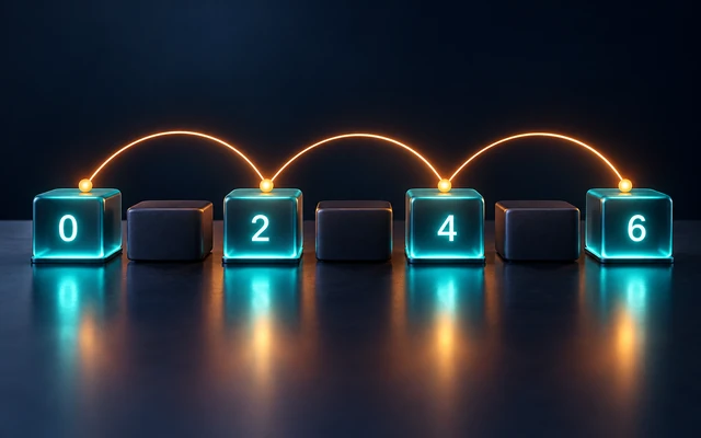 A fixed stride visiting positions zero, two, four and six