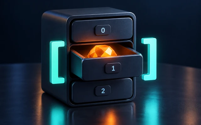 Square brackets selecting one drawer in an indexed storage rack